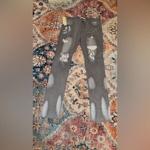 KDNK Distressed Gray Stacked Jeans Sz 38 New with tags